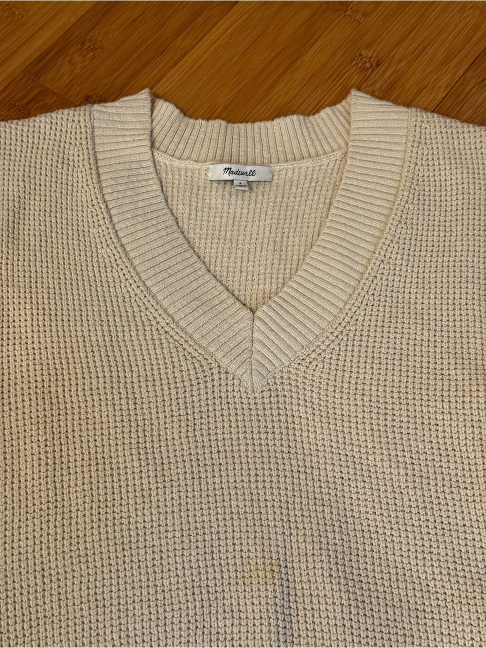 Madewell Ivory Knit V-Neck Sweater Vest - Picture 2 of 3